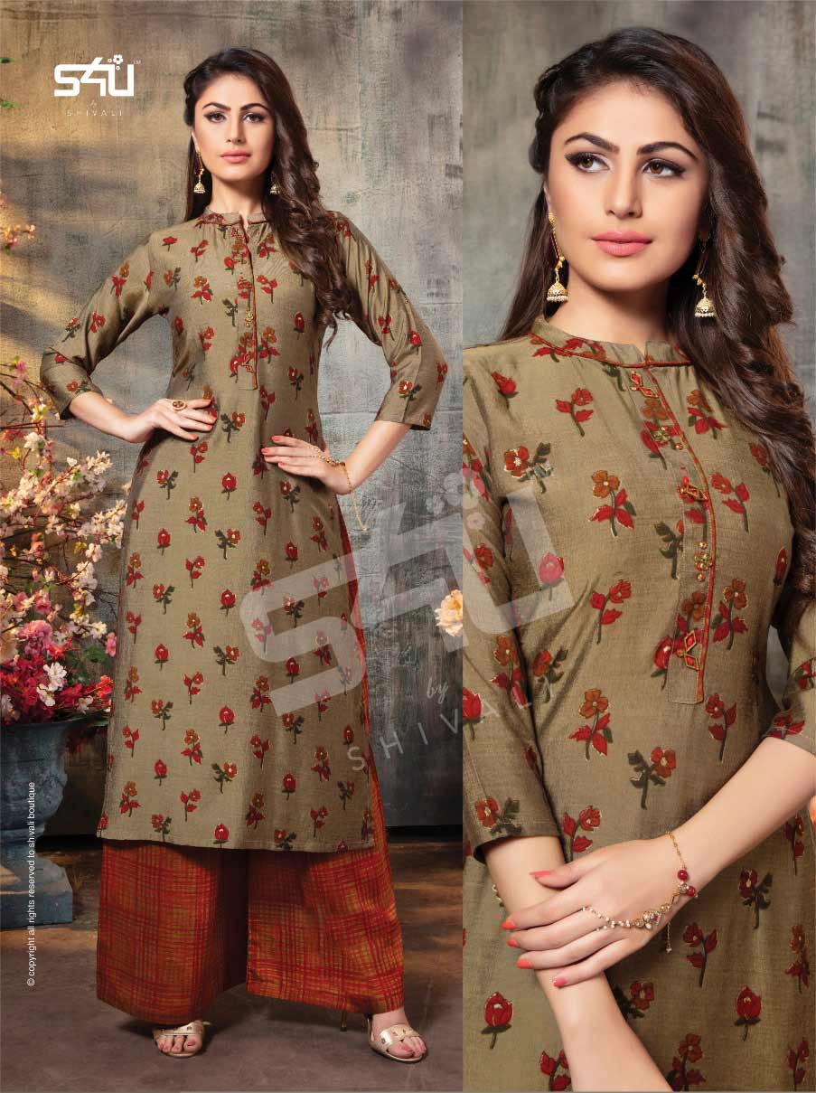 S4U Womaniya Vol -14 Cotton Silk Kurti With Palazzo S4U Womaniya Vol -14 Cotton Silk Kurti With Palazzo